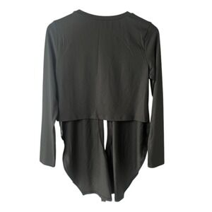 Halara Womens L Black Long Sleeve Split Back Button Closure Athleisure Top NWT